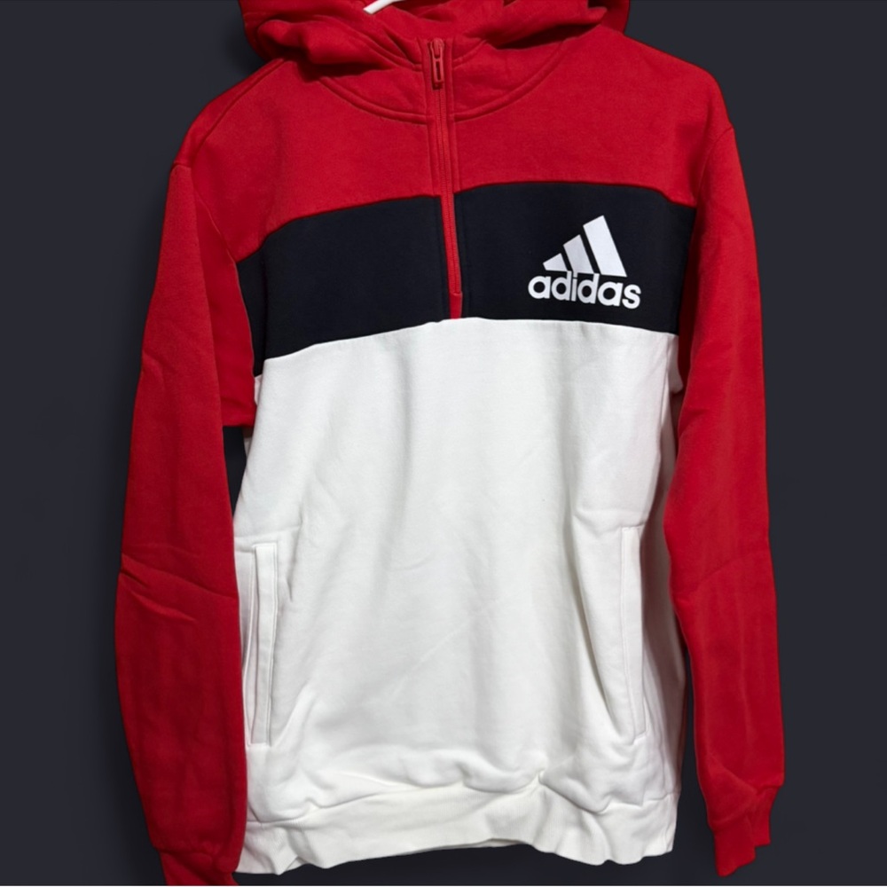 Adidas Red and White Hoodie